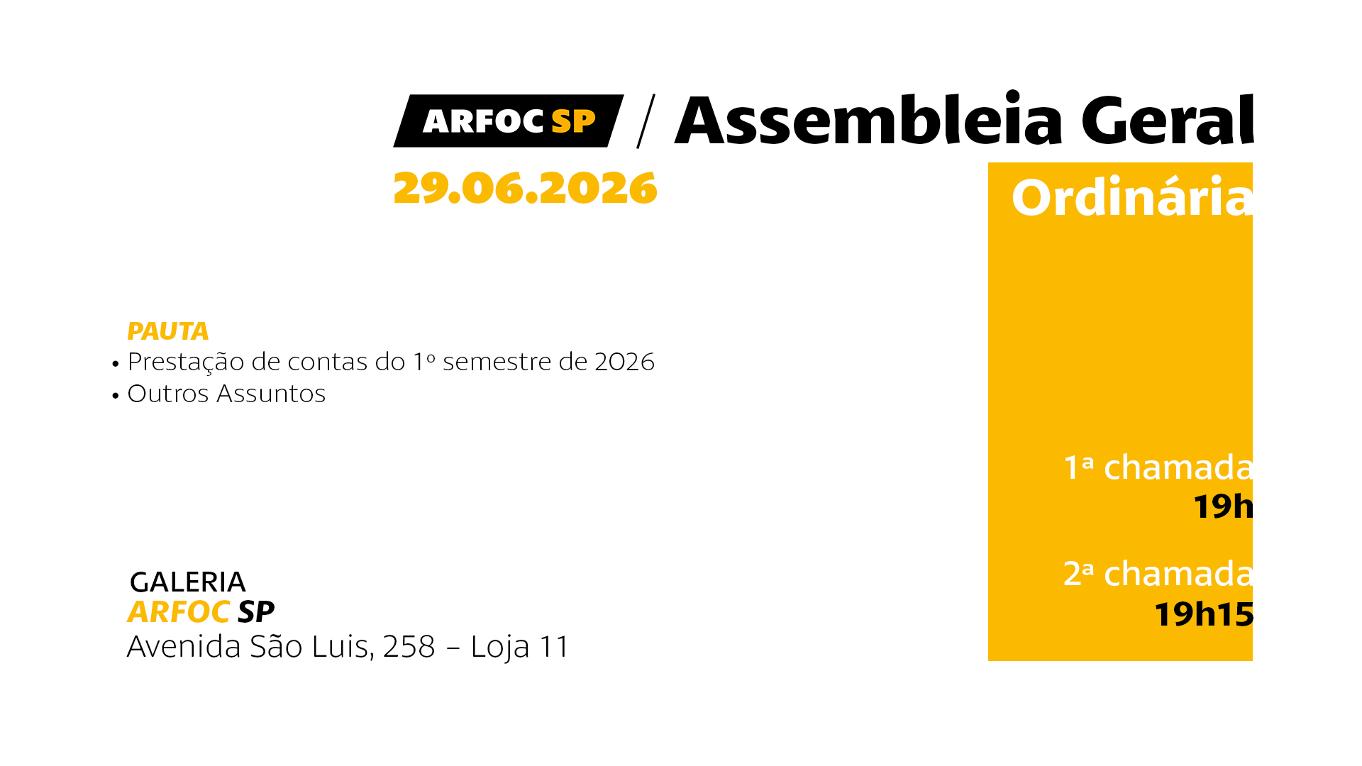 Assembleia Geral Ordinária – 29.06.2026